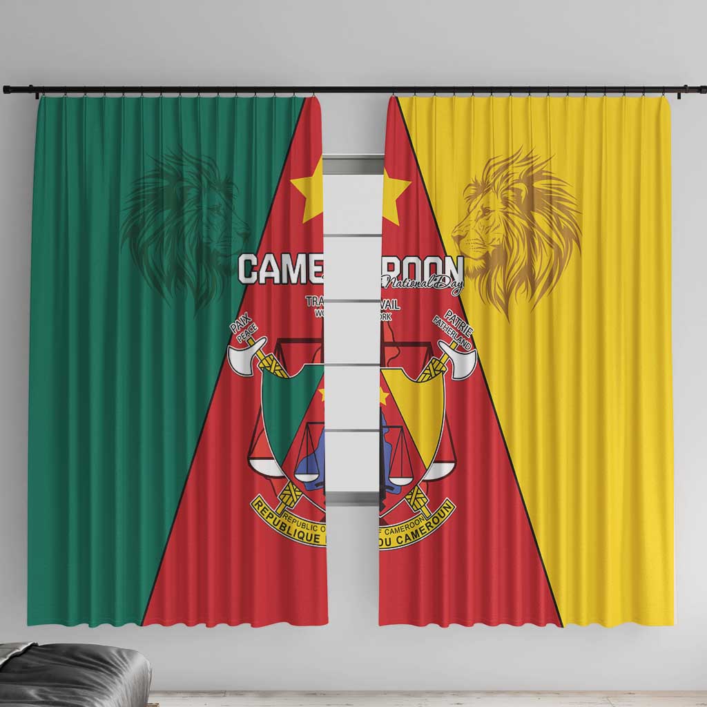 Cameroon National Day Window Curtain Coat Of Arms With Lion