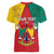 Personalised Cameroon National Day Women V-Neck T-Shirt Coat Of Arms With Lion