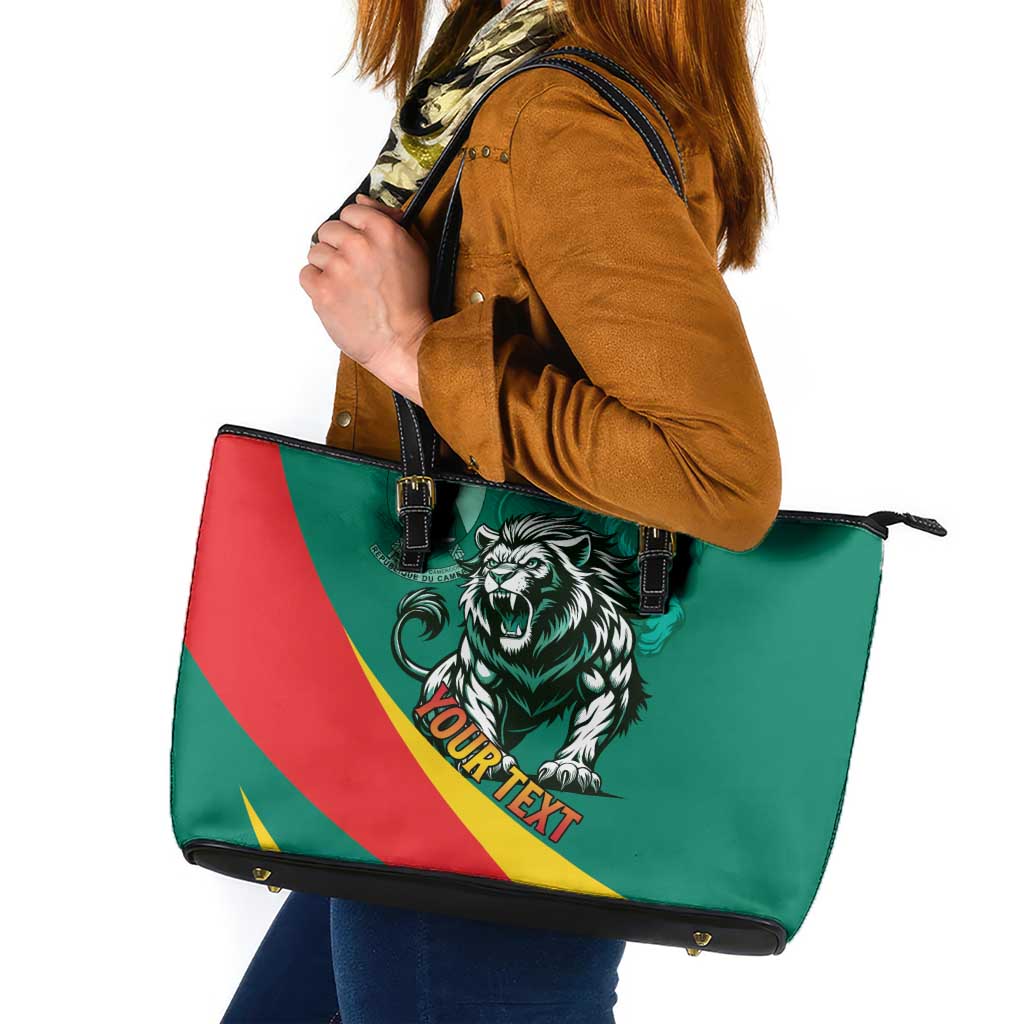 Personalised Happy Cameroon National Day Leather Tote Bag May 20 Cameroun