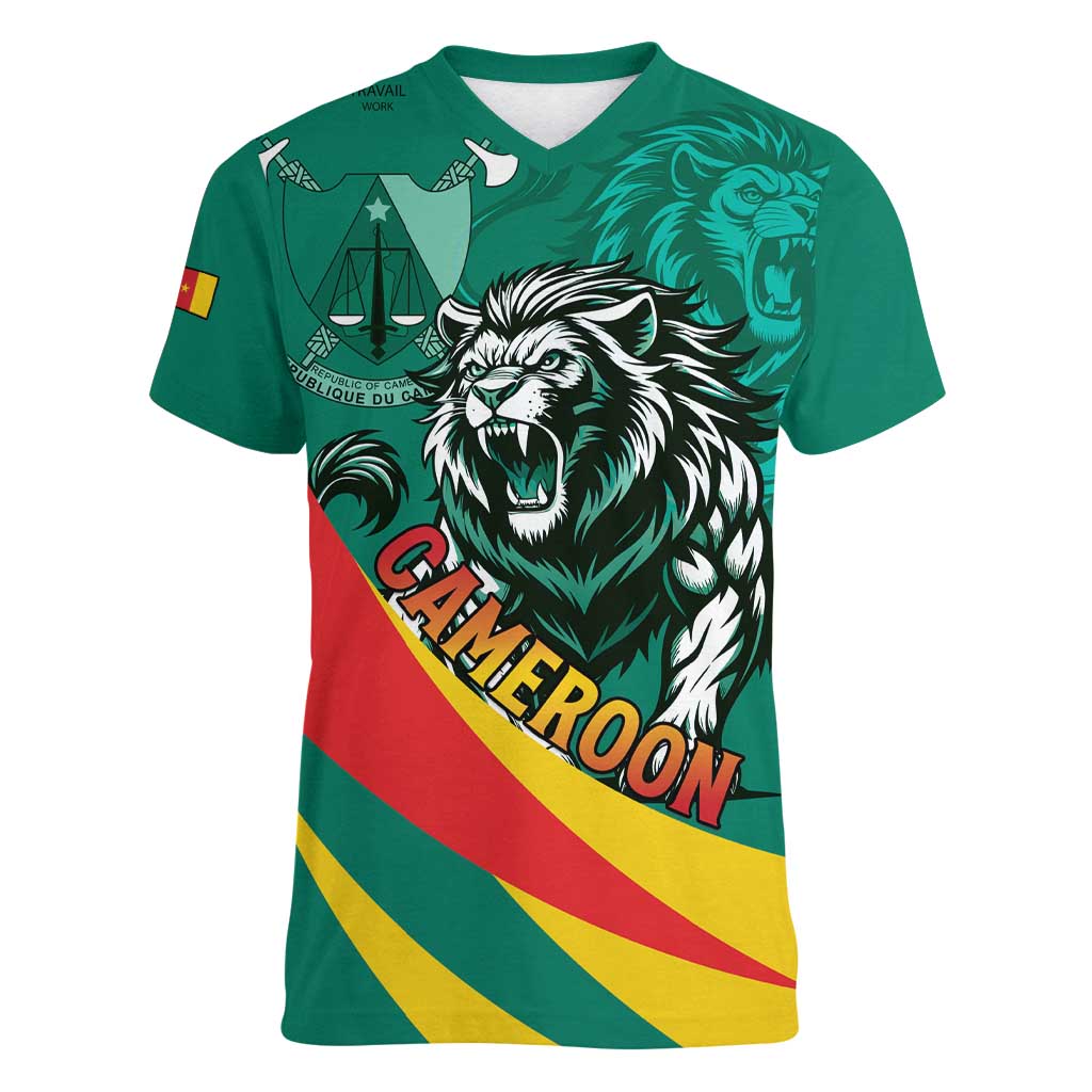 Personalised Happy Cameroon National Day Women V-Neck T-Shirt May 20 Cameroun