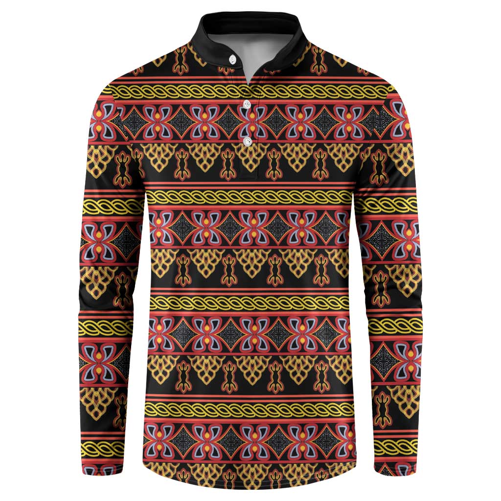 Cameroon Traditional Toghu Pattern Button Sweatshirt