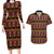 Cameroon Traditional Toghu Pattern Couples Matching Long Sleeve Bodycon Dress and Hawaiian Shirt