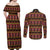 Cameroon Traditional Toghu Pattern Couples Matching Off Shoulder Maxi Dress and Long Sleeve Button Shirt