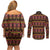 Cameroon Traditional Toghu Pattern Couples Matching Off Shoulder Short Dress and Long Sleeve Button Shirt