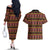 Cameroon Traditional Toghu Pattern Couples Matching Off The Shoulder Long Sleeve Dress and Hawaiian Shirt