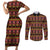 Cameroon Traditional Toghu Pattern Couples Matching Short Sleeve Bodycon Dress and Long Sleeve Button Shirt