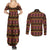 Cameroon Traditional Toghu Pattern Couples Matching Summer Maxi Dress and Long Sleeve Button Shirt