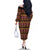 Cameroon Traditional Toghu Pattern Family Matching Off The Shoulder Long Sleeve Dress and Hawaiian Shirt