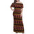 Cameroon Traditional Toghu Pattern Family Matching Off Shoulder Maxi Dress and Hawaiian Shirt