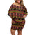 Cameroon Traditional Toghu Pattern Family Matching Off Shoulder Short Dress and Hawaiian Shirt