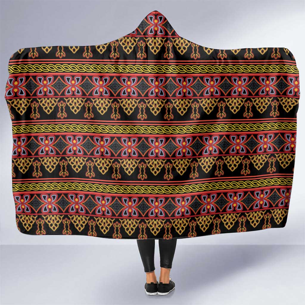 Cameroon Traditional Toghu Pattern Hooded Blanket