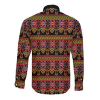 Cameroon Traditional Toghu Pattern Long Sleeve Button Shirt