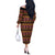 Cameroon Traditional Toghu Pattern Off The Shoulder Long Sleeve Dress