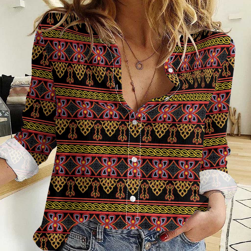 Cameroon Traditional Toghu Pattern Women Casual Shirt