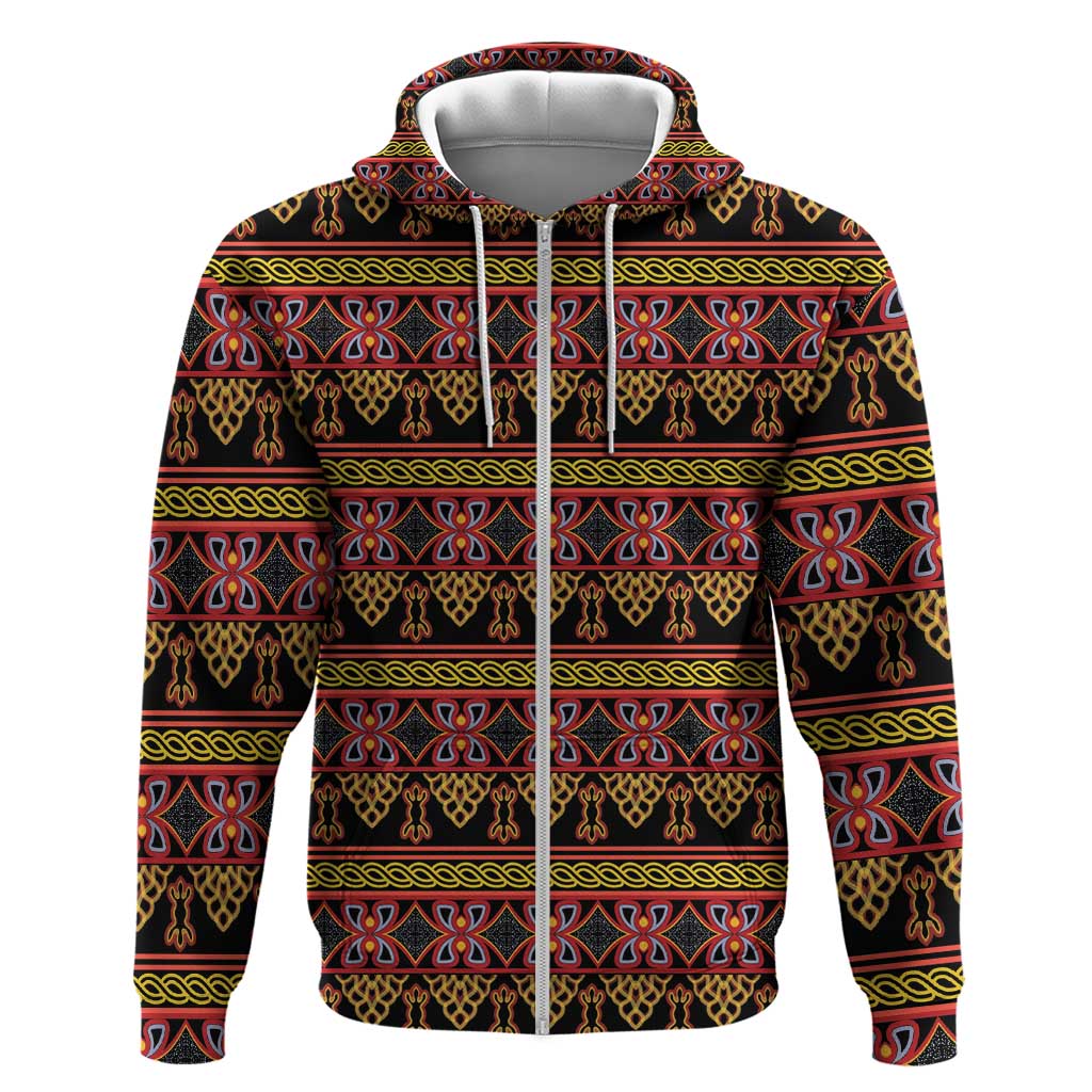 Cameroon Traditional Toghu Pattern Zip Hoodie