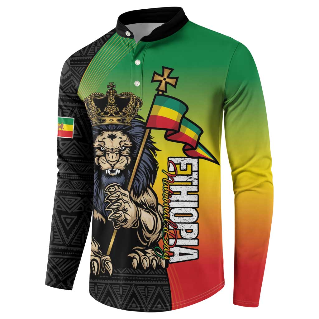 Personalized Ethiopia National Day Button Sweatshirt Lion Of Judah African Pattern