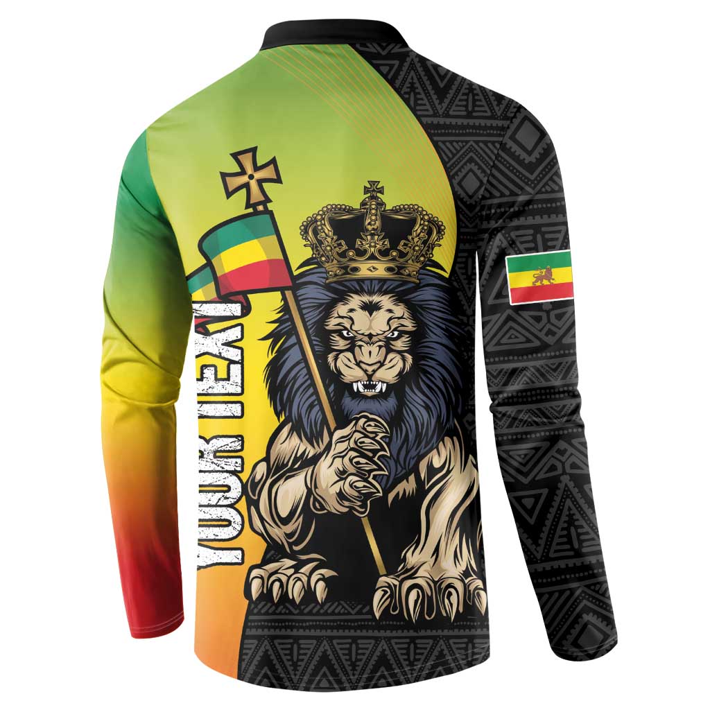 Personalized Ethiopia National Day Button Sweatshirt Lion Of Judah African Pattern