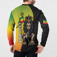 Personalized Ethiopia National Day Button Sweatshirt Lion Of Judah African Pattern