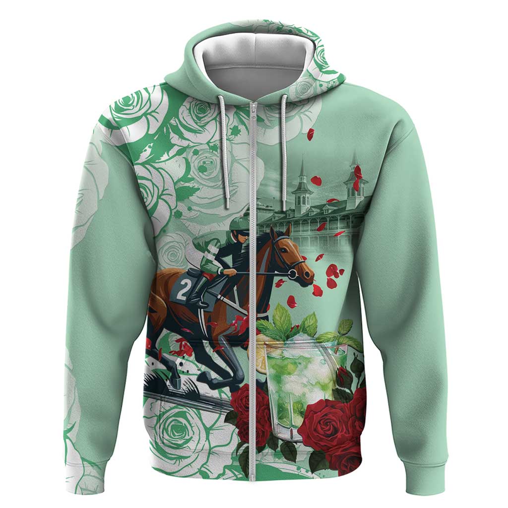 Kentucky Horse Racing Zip Hoodie Churchill Downs Derby Mint Julep Cocktail