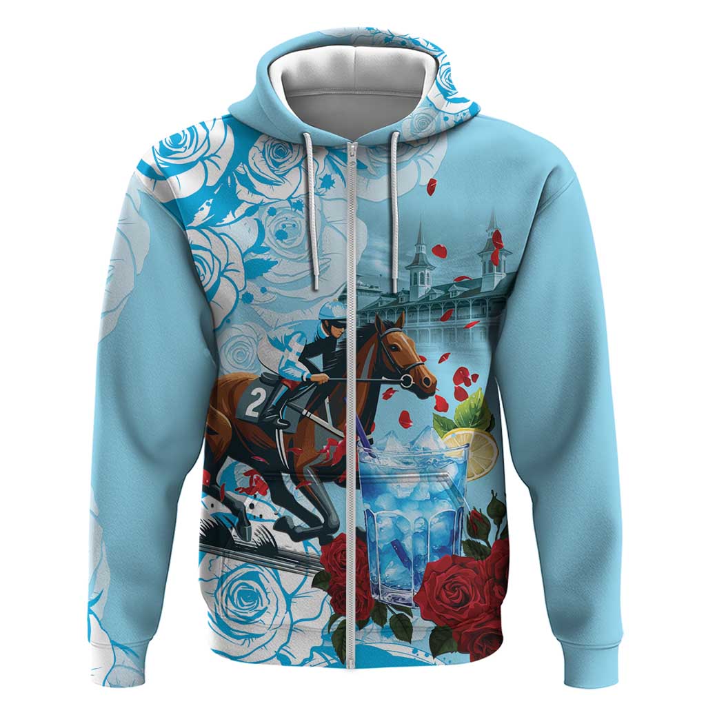 Kentucky Horse Racing Zip Hoodie Churchill Downs Derby Blueberry Mint Julep Cocktail