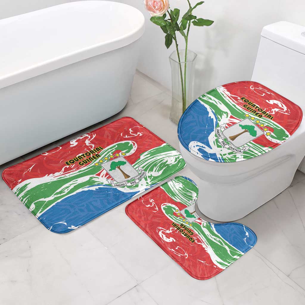 Equatorial Guinea Independence Day Bathroom Set Coat Of Arms With Map - Wonder Print Shop