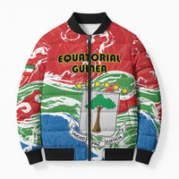 Personalized Equatorial Guinea Independence Day Bomber Puffer Jacket Coat Of Arms With Map - Wonder Print Shop