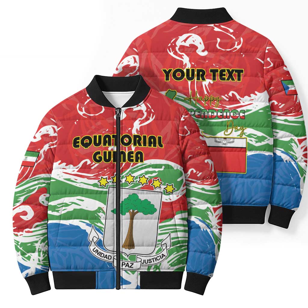 Personalized Equatorial Guinea Independence Day Bomber Puffer Jacket Coat Of Arms With Map - Wonder Print Shop