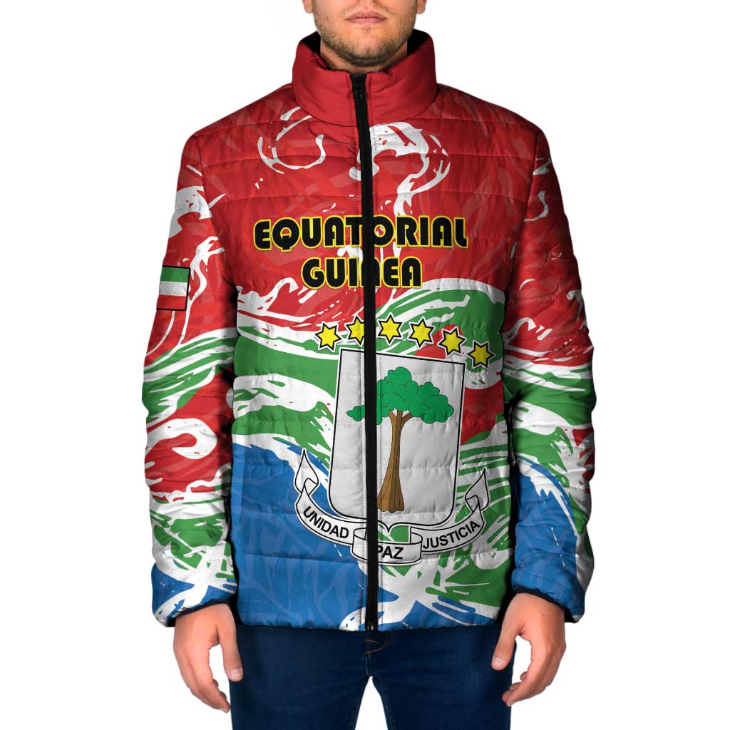 Personalized Equatorial Guinea Independence Day Padded Jacket Coat Of Arms With Map - Wonder Print Shop