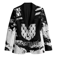 Personalized black blazer coat with Brittany crest and distressed triskelion print