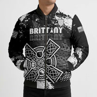 Personalized Brittany Celtic Cross Bomber Puffer Jacket With Celtic Knotwork - Wonder Print Shop