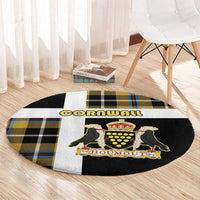 Cornwall Round Carpet Coat Of Arms - Cornish Tartan - Wonder Print Shop