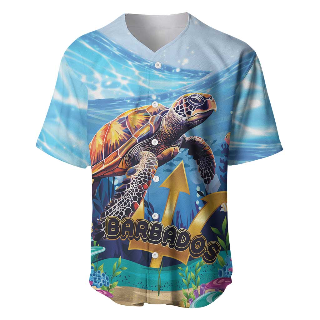 Personalised Barbados Sea Turtle Baseball Jersey Ocean Style - Wonder Print Shop