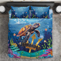 Blue ocean turtle bedding set with shell and reef graphics, includes matching pillowcases