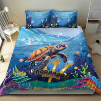 Blue ocean turtle bedding set with duvet and two pillowcases, colorful reef details