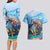 Personalised Barbados Sea Turtle Couples Matching Long Sleeve Bodycon Dress and Hawaiian Shirt Ocean Style - Wonder Print Shop