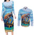 Personalised Barbados Sea Turtle Couples Matching Long Sleeve Bodycon Dress and Long Sleeve Button Shirt Ocean Style - Wonder Print Shop