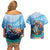 Personalised Barbados Sea Turtle Couples Matching Off Shoulder Short Dress and Hawaiian Shirt Ocean Style - Wonder Print Shop