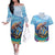 Personalised Barbados Sea Turtle Couples Matching Off The Shoulder Long Sleeve Dress and Hawaiian Shirt Ocean Style - Wonder Print Shop