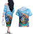 Personalised Barbados Sea Turtle Couples Matching Off The Shoulder Long Sleeve Dress and Hawaiian Shirt Ocean Style - Wonder Print Shop