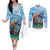 Personalised Barbados Sea Turtle Couples Matching Off The Shoulder Long Sleeve Dress and Long Sleeve Button Shirt Ocean Style