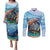 Personalised Barbados Sea Turtle Couples Matching Puletasi and Long Sleeve Button Shirt Ocean Style - Wonder Print Shop