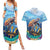 Personalised Barbados Sea Turtle Couples Matching Summer Maxi Dress and Hawaiian Shirt Ocean Style - Wonder Print Shop