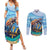 Personalised Barbados Sea Turtle Couples Matching Summer Maxi Dress and Long Sleeve Button Shirt Ocean Style - Wonder Print Shop