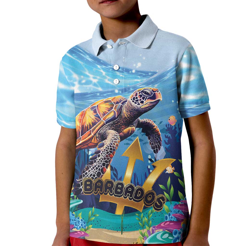 Personalised Barbados Sea Turtle Kid Polo Shirt Ocean Style - Wonder Print Shop