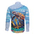 Personalised Barbados Sea Turtle Long Sleeve Button Shirt Ocean Style - Wonder Print Shop