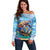 Personalised Barbados Sea Turtle Off Shoulder Sweater Ocean Style - Wonder Print Shop