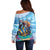 Personalised Barbados Sea Turtle Off Shoulder Sweater Ocean Style - Wonder Print Shop