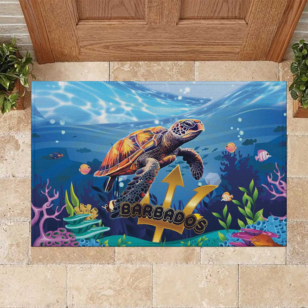 Barbados Sea Turtle Rubber Doormat Ocean Style - Wonder Print Shop