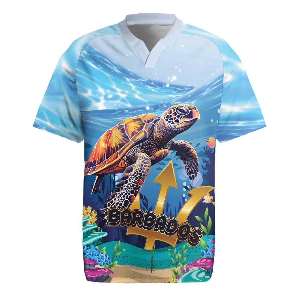 Personalised Barbados Sea Turtle Rugby Jersey Ocean Style - Wonder Print Shop