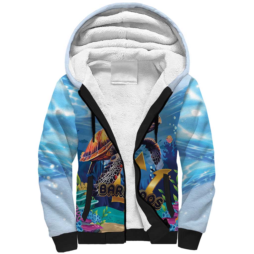 Personalised Barbados Sea Turtle Sherpa Hoodie Ocean Style - Wonder Print Shop